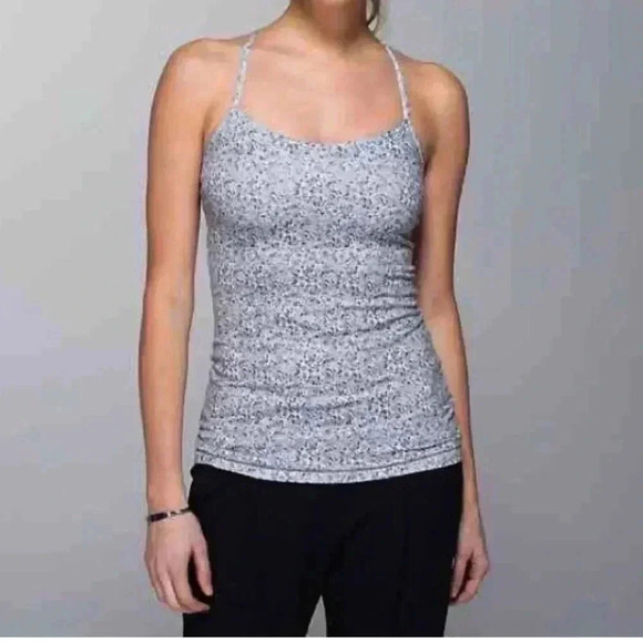 Lululemon power Y tank top shelf bra gray speckled 4 - Picture 7 of 7
